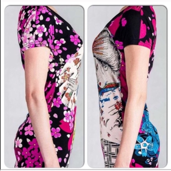 Callie Blossom: Rhinestone Asian Cherry Geisha Tee - Picture 5 of 8